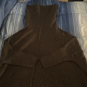 LOFT half-sleeve turtleneck charcoal black sweater - size LM